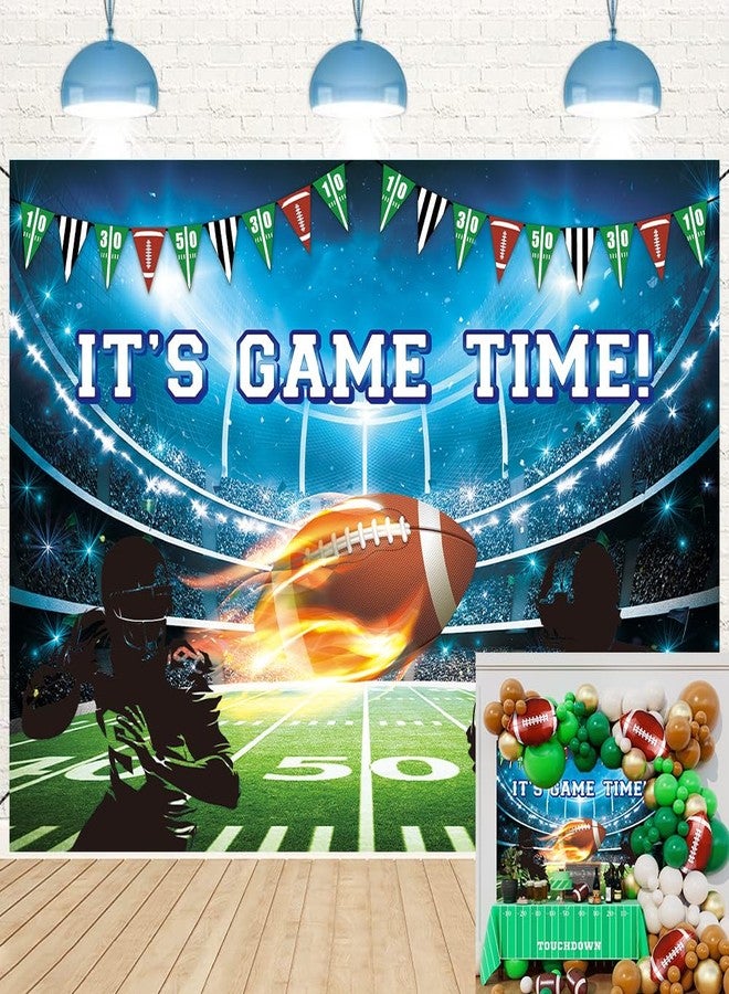 CINRAY Football Backdrop for Photography Football Party Decorations 7x5FT It's Game Time Banner Background Touch Down Sports Theme Birthday Party Supplies Photo Props - Image 1